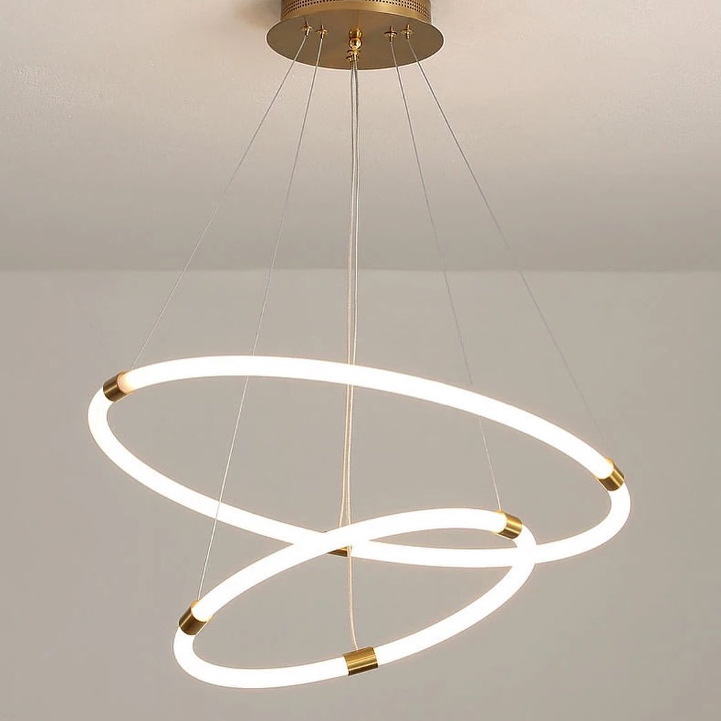 Modern LED Multi-Ring Chandelier with Adjustable Circular Design for Large Spaces