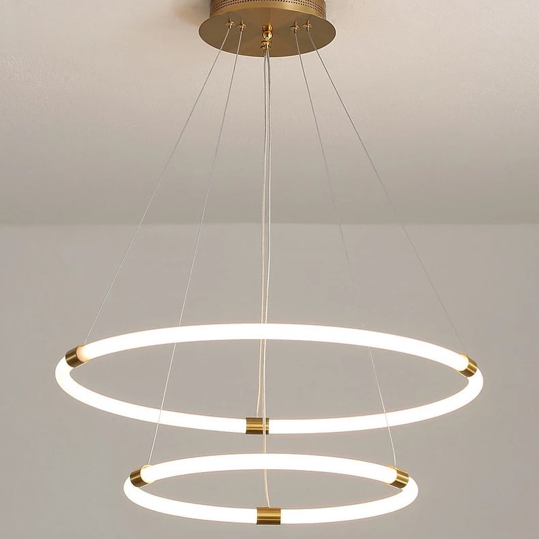 Modern LED Multi-Ring Chandelier with Adjustable Circular Design for Large Spaces