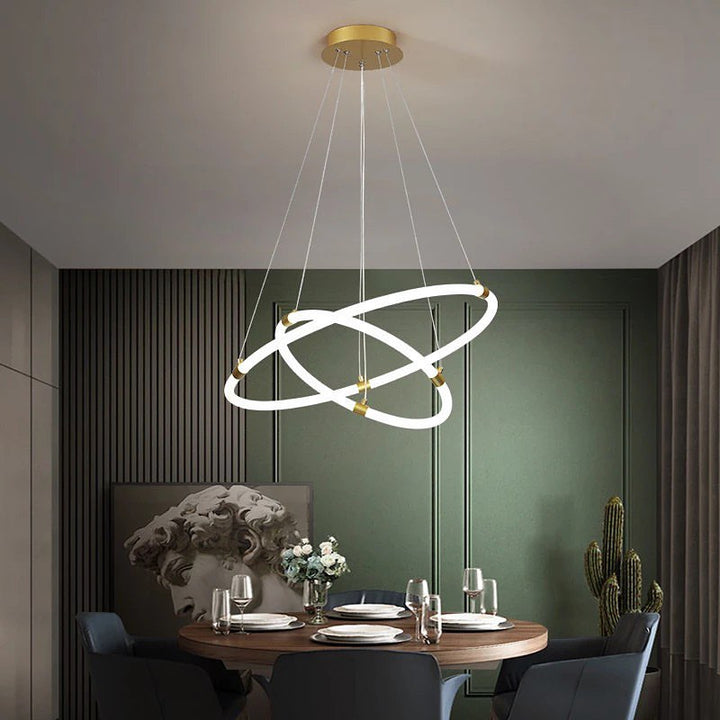 Modern LED Multi-Ring Chandelier with Adjustable Circular Design for Large Spaces