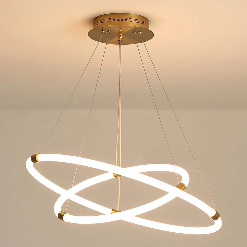 Modern LED Multi-Ring Chandelier with Adjustable Circular Design for Large Spaces