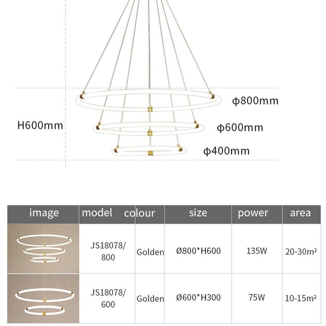 Modern LED Ring Chandelier with Adjustable Circular Design for Living Room