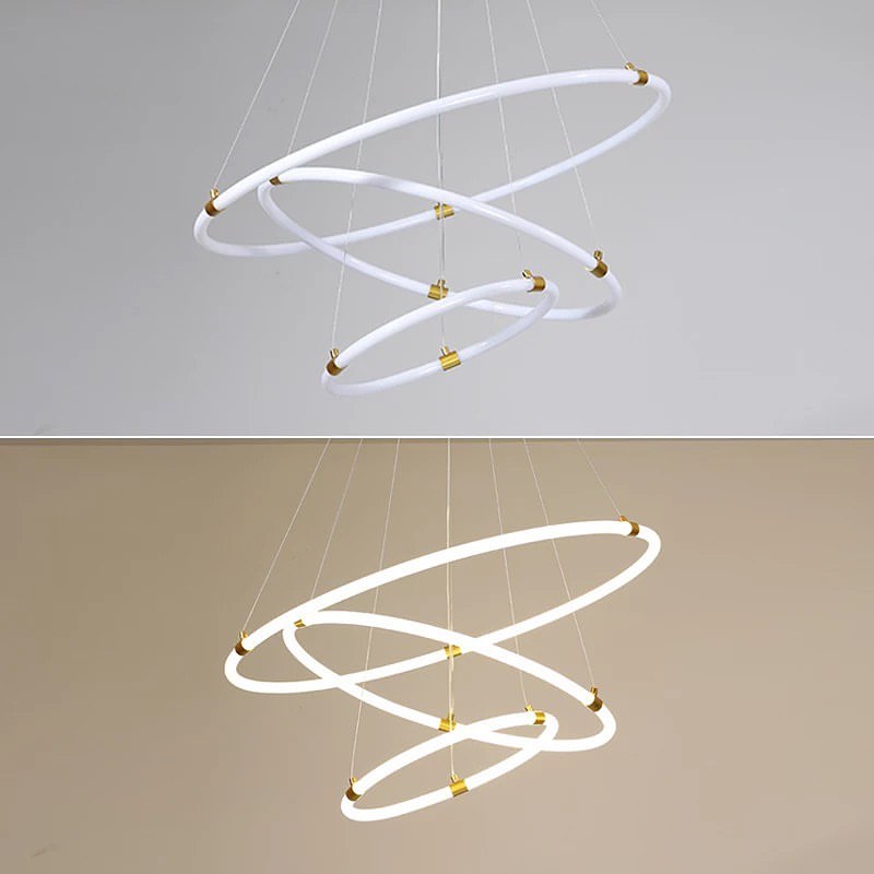 Modern LED Ring Chandelier with Adjustable Circular Design for Living Room