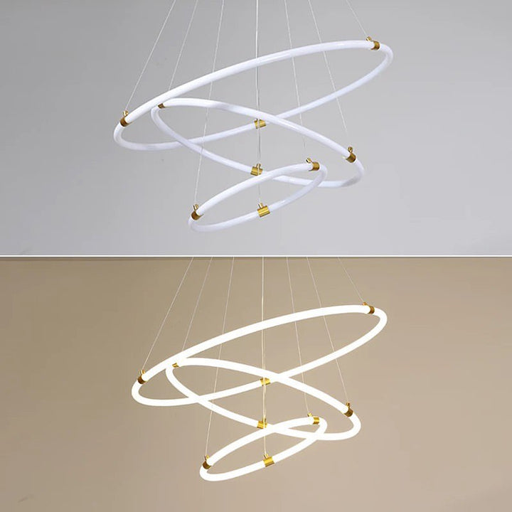 Modern LED Ring Chandelier with Adjustable Circular Design for Living Room