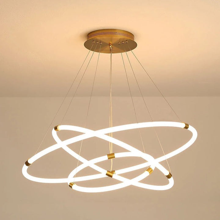 Modern LED Ring Chandelier with Adjustable Circular Design for Living Room