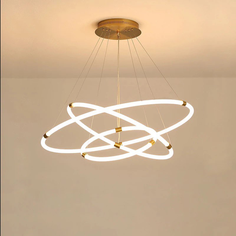 Modern LED Ring Chandelier with Adjustable Circular Design for Living Room