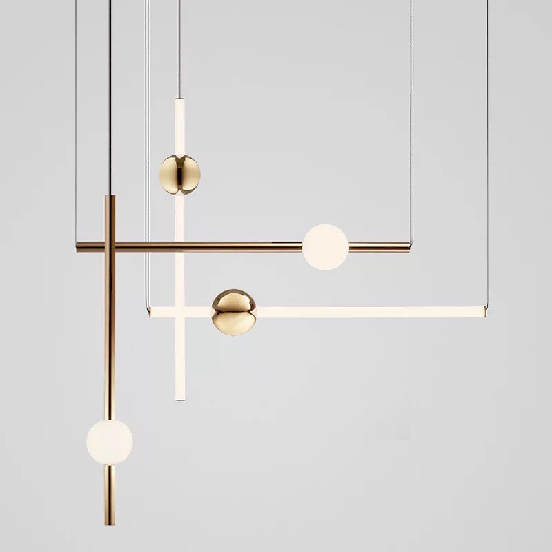 Modern Geometric Pendant Light with Brass and White Finish for Dining Area