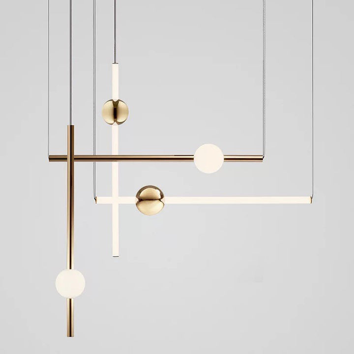 Modern Geometric Pendant Light with Brass and White Finish for Dining Area