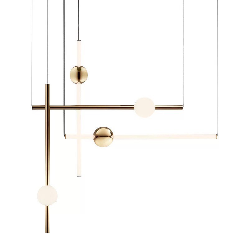 Modern Geometric Pendant Light with Brass and White Finish for Dining Area