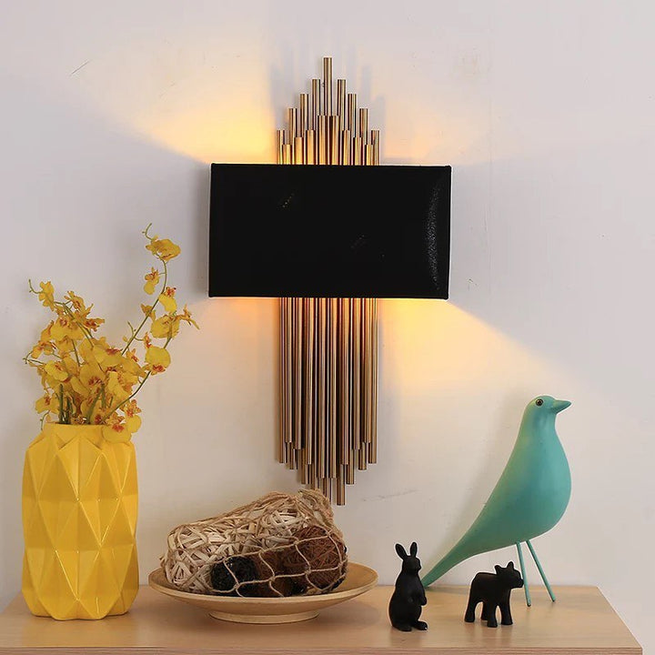 Modern Brass Wall Sconce with Black Shade for Living Room or Hallway