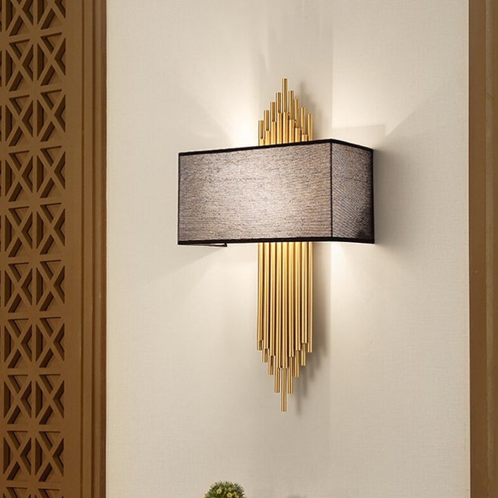 Modern Brass Wall Sconce with Black Shade for Living Room or Hallway