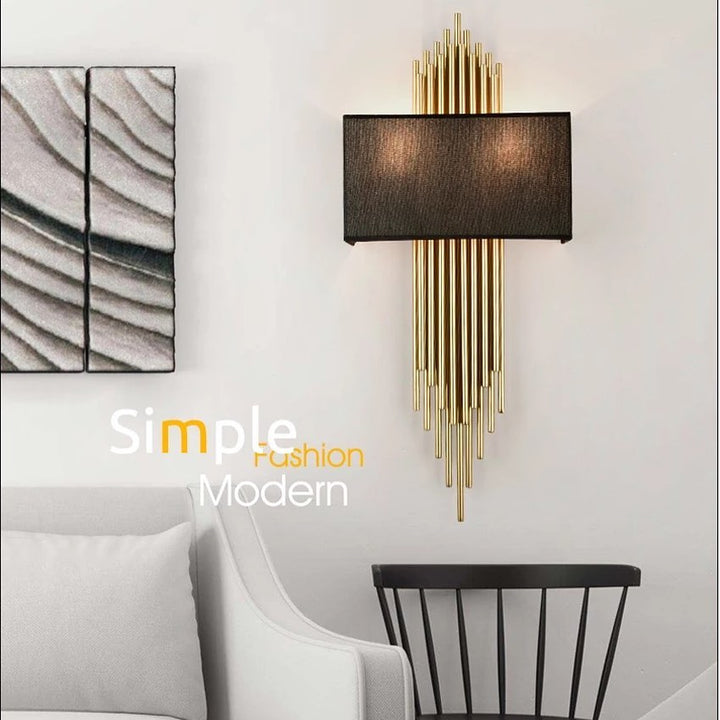 Modern Brass Wall Sconce with Black Shade for Living Room or Hallway