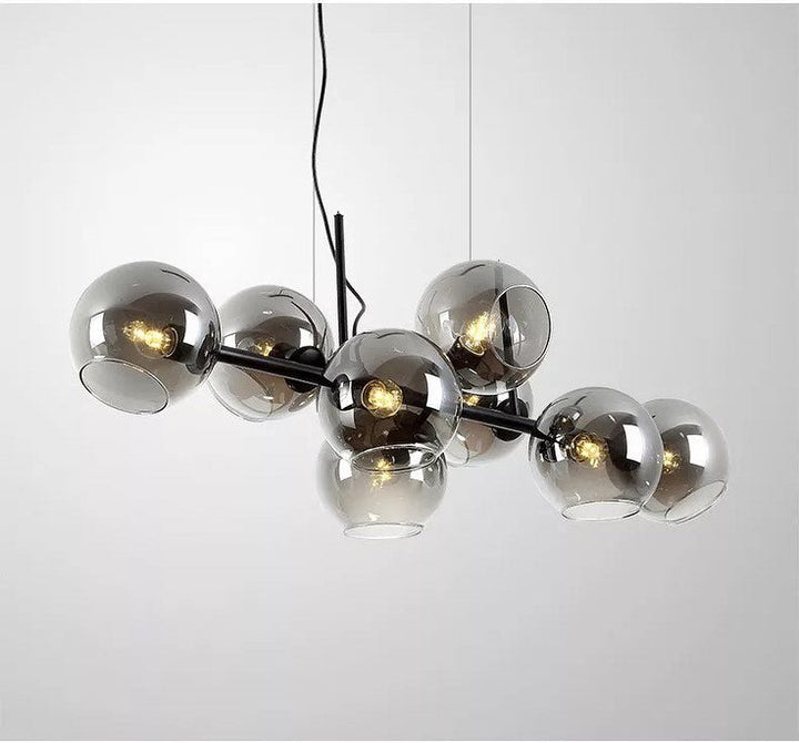 Modern Glass Globe Chandelier with Brass Finish for Living Room