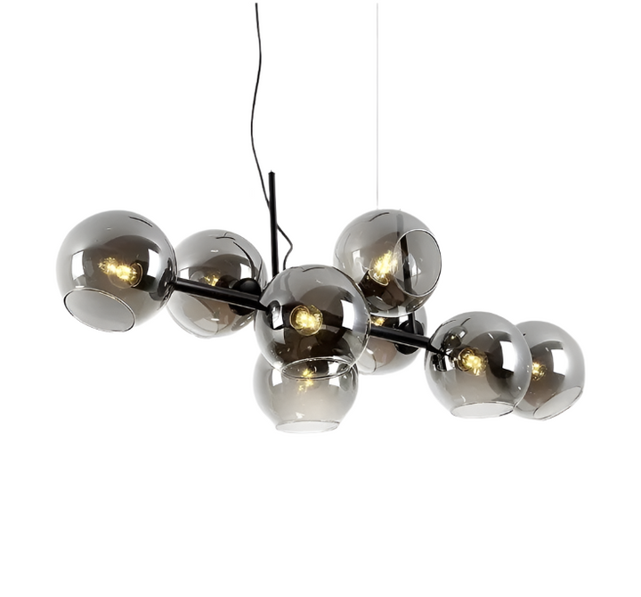 Modern Glass Globe Chandelier with Brass Finish for Living Room