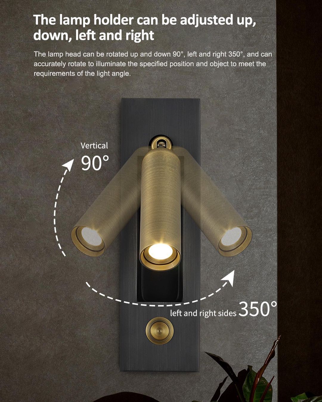 Modern Adjustable Wall Light with Brass Finish