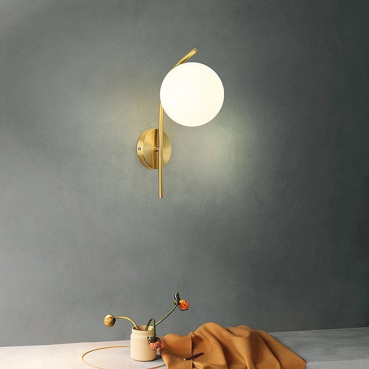 Modern Brass Wall Sconce with Globe Light