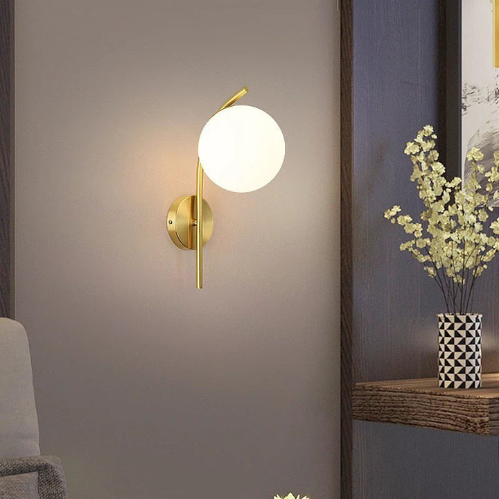 Modern Brass Wall Sconce with Globe Light