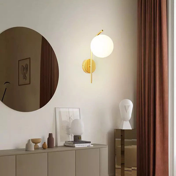 Modern Brass Wall Sconce with Globe Light