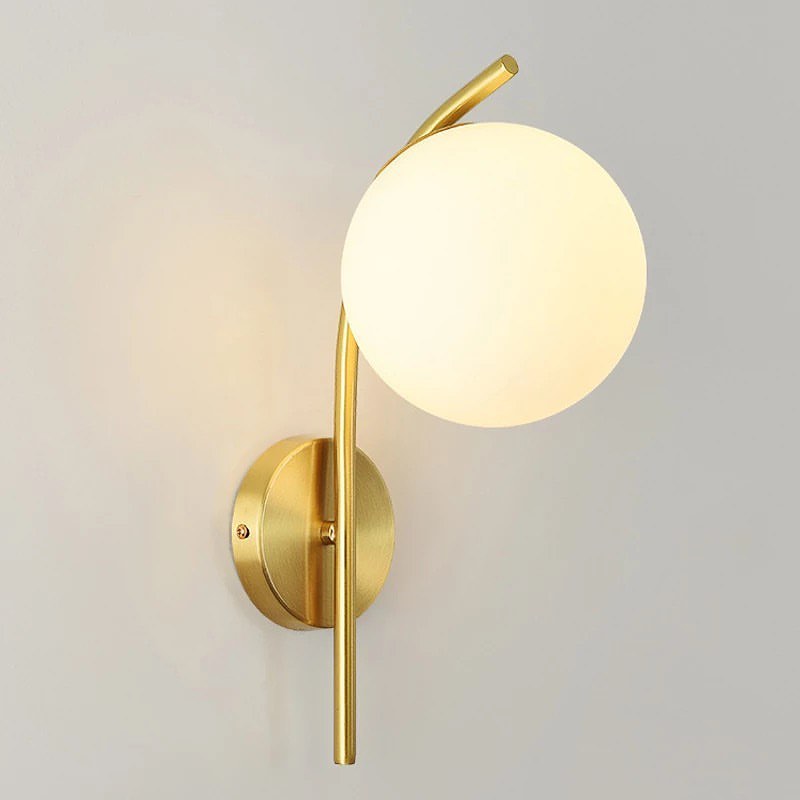 Modern Brass Wall Sconce with Globe Light