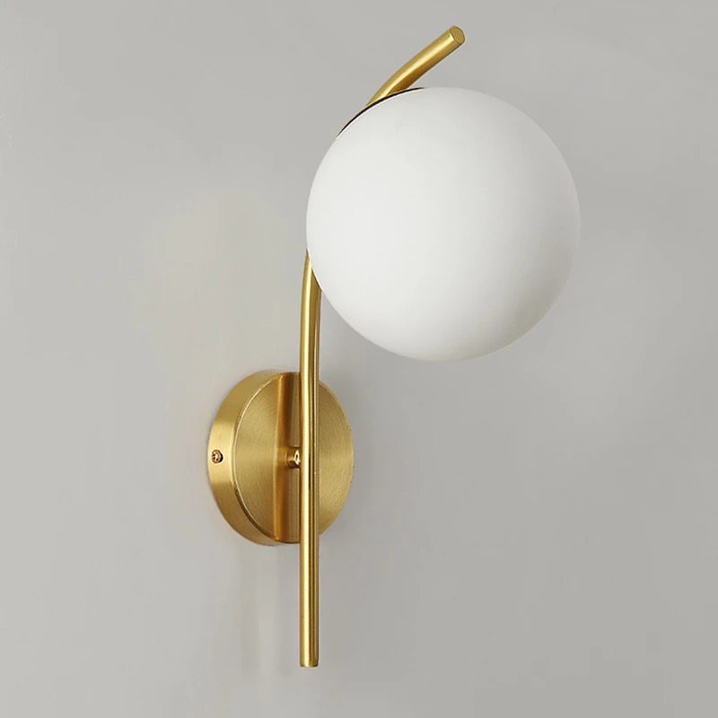 Modern Brass Wall Sconce with Globe Light