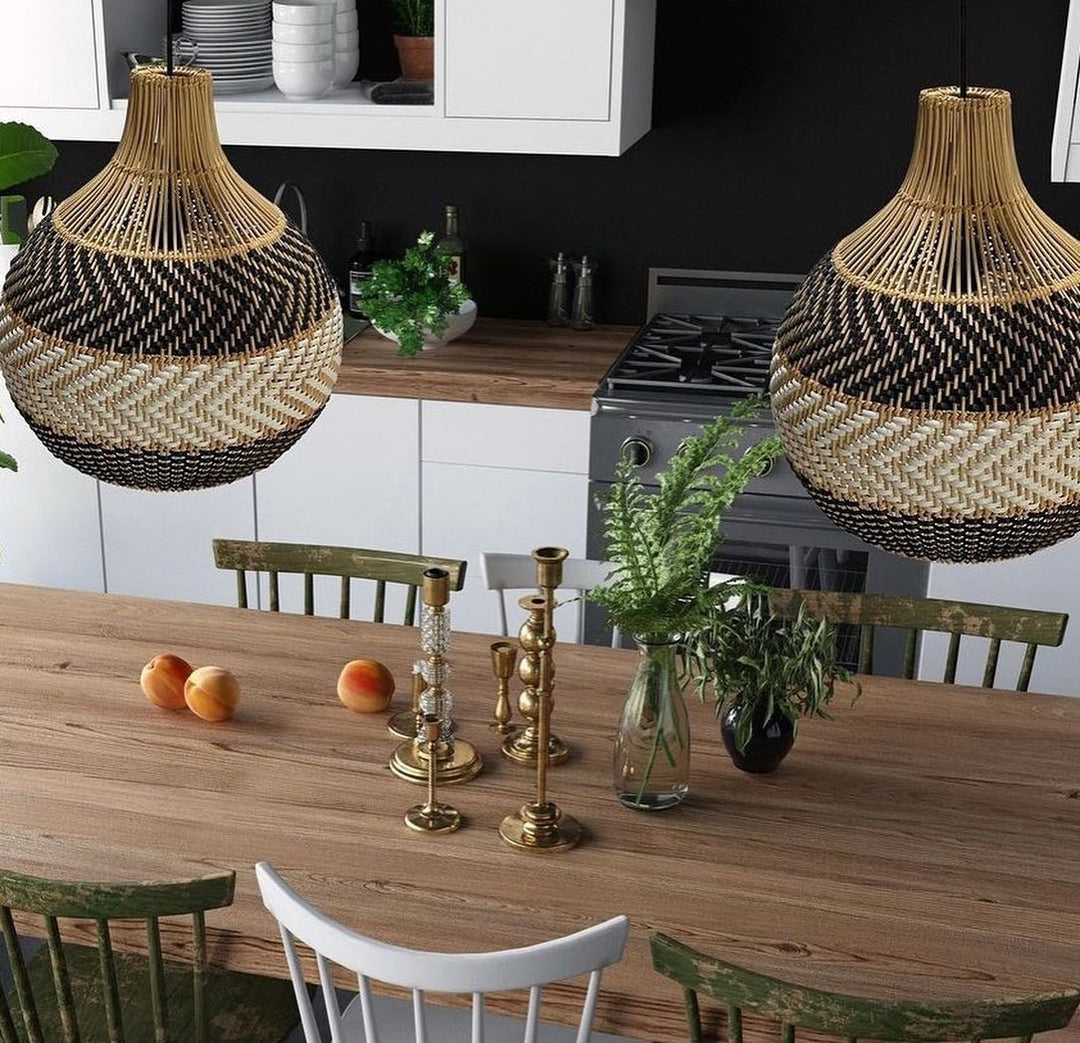 Rustic Woven Bamboo Pendant Light