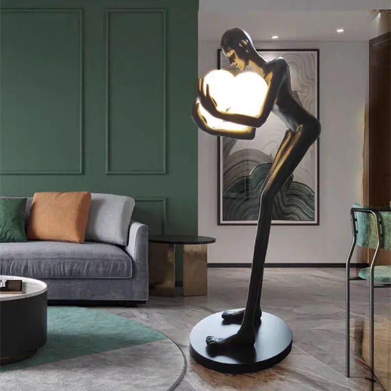 Modern Art Sculpture Floor Lamp - Unique Figure with Globe Lights