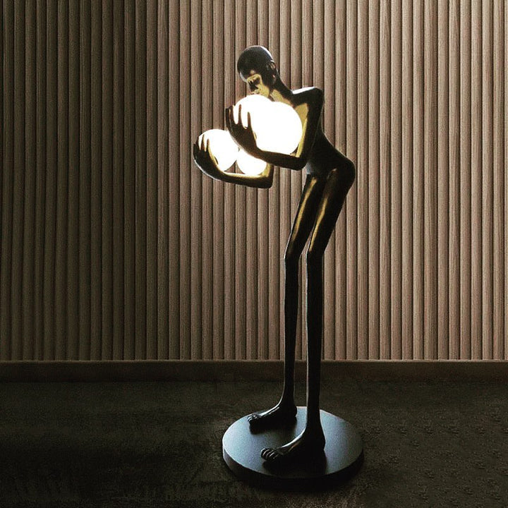 Modern Art Sculpture Floor Lamp - Unique Figure with Globe Lights