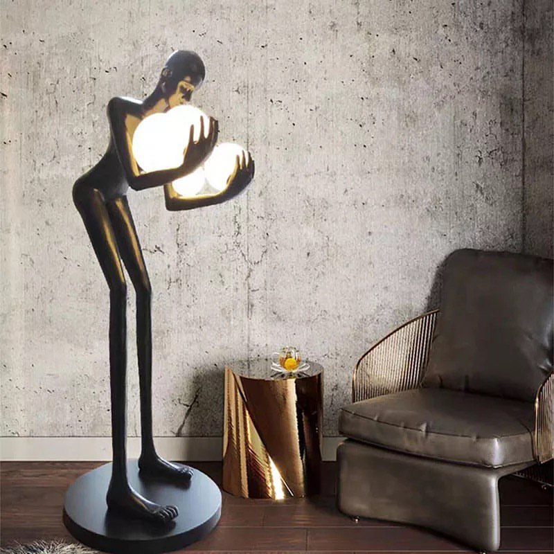 Modern Art Sculpture Floor Lamp - Unique Figure with Globe Lights