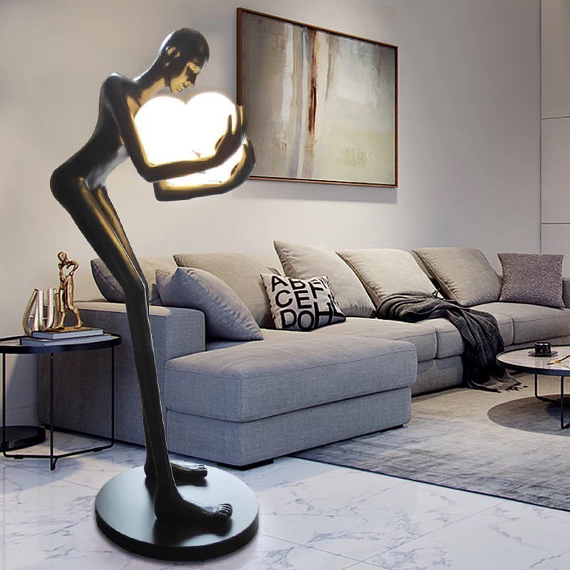 Modern Art Sculpture Floor Lamp - Unique Figure with Globe Lights