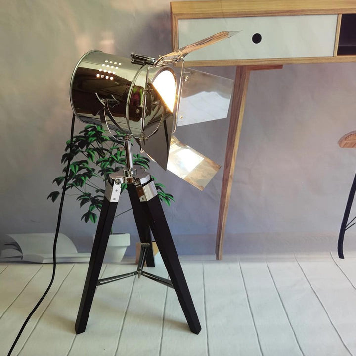 Industrial Tripod Spotlight Floor Lamp - Vintage Studio Design