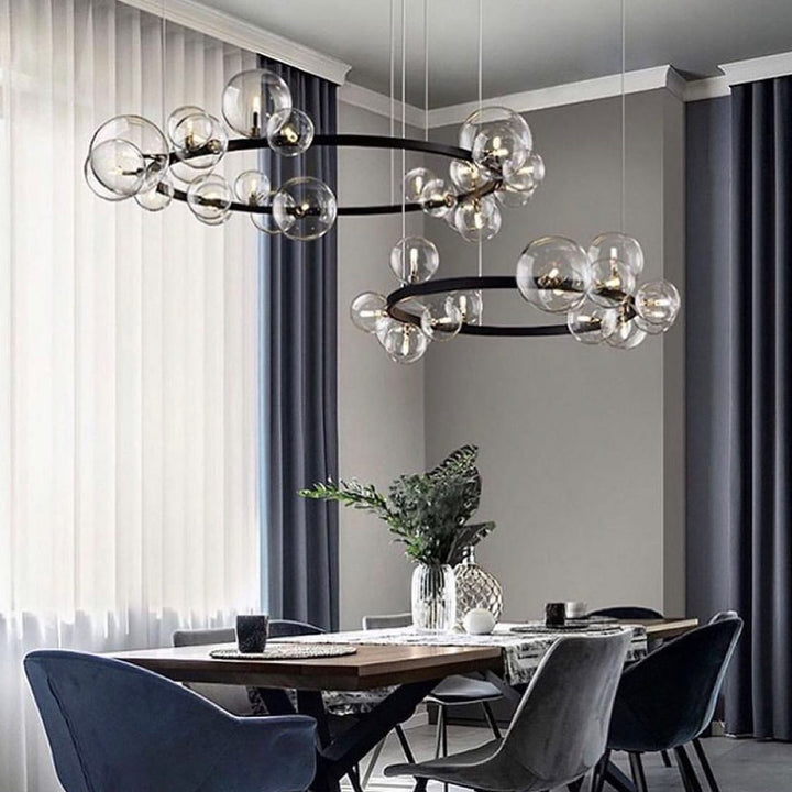 Modern Bubble Chandelier - Glass Globe Design for Dining Room