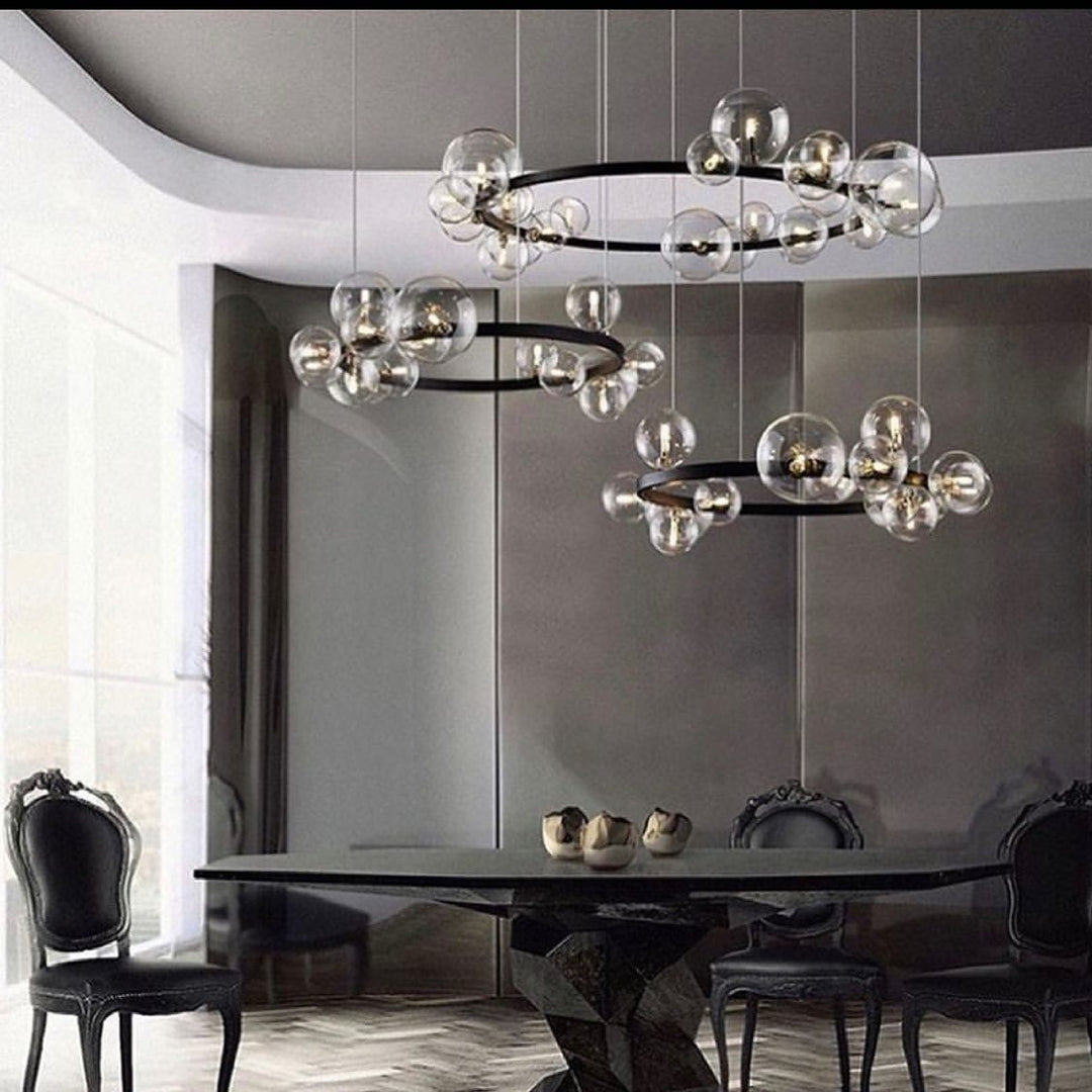 Modern Bubble Chandelier - Glass Globe Design for Dining Room