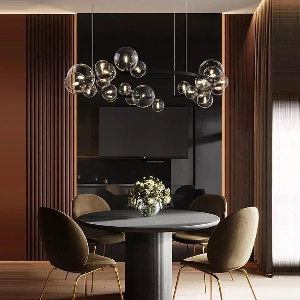 Modern Bubble Chandelier - Glass Globe Design for Dining Room