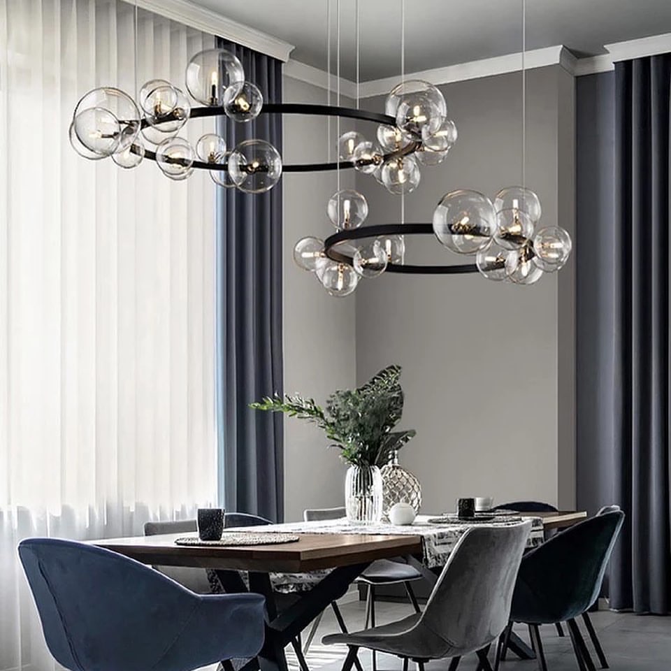 Modern Bubble Chandelier - Glass Globe Design for Dining Room