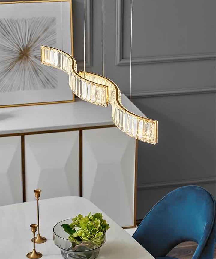 Modern Crystal Linear Chandelier - Elegant Dining Room Lighting