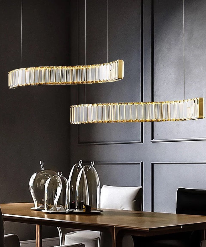 Modern Crystal Linear Chandelier - Elegant Dining Room Lighting