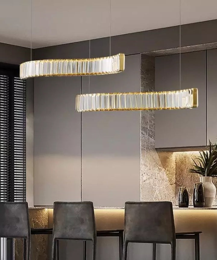 Modern Crystal Linear Chandelier - Elegant Dining Room Lighting