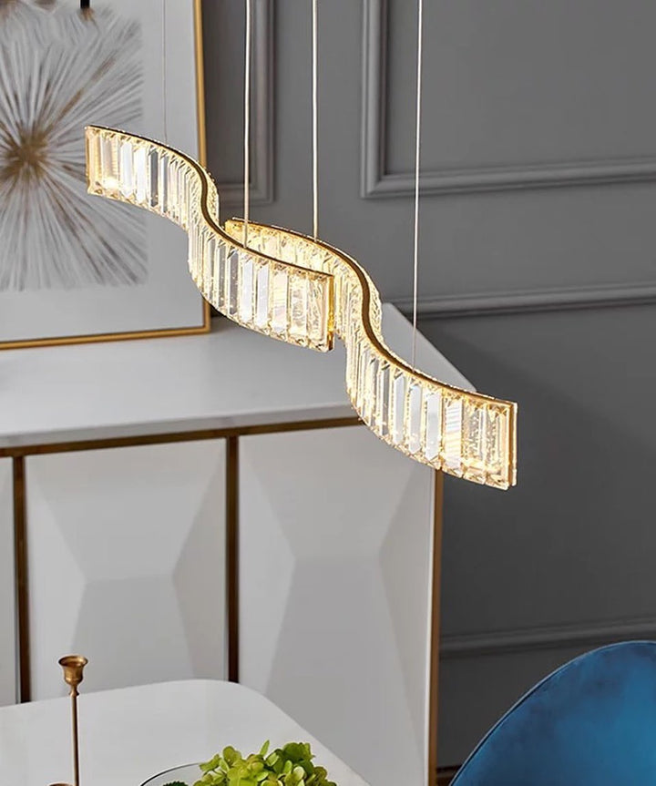 Modern Crystal Linear Chandelier - Elegant Dining Room Lighting