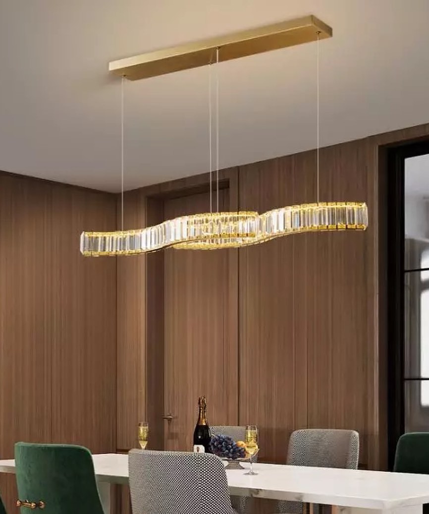 Modern Crystal Linear Chandelier - Elegant Dining Room Lighting