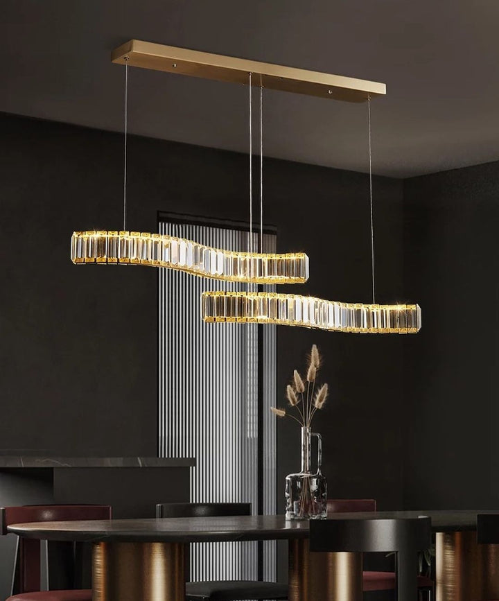 Modern Crystal Linear Chandelier - Elegant Dining Room Lighting