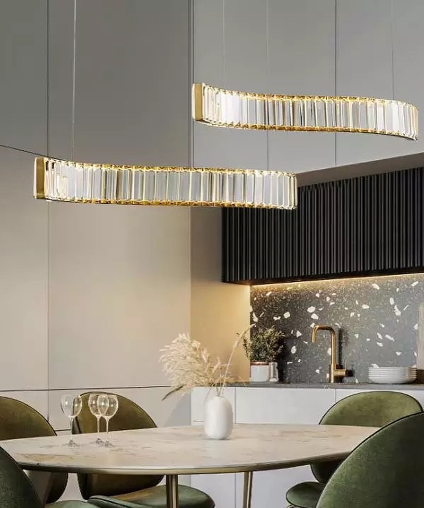 Modern Crystal Linear Chandelier - Elegant Dining Room Lighting