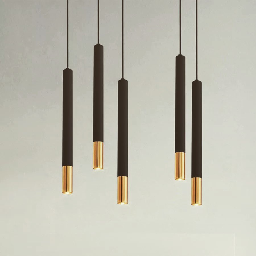 Modern Linear Pendant Lighting - Slim Brass Design for Kitchen