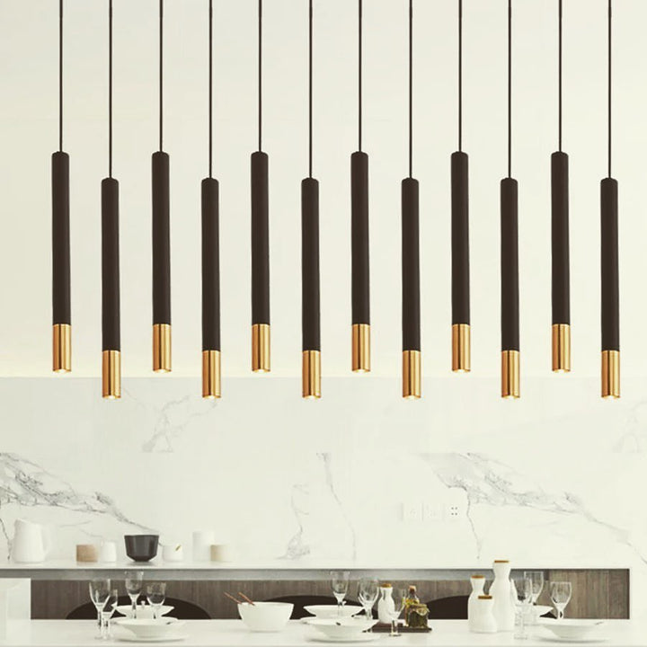 Modern Linear Pendant Lighting - Slim Brass Design for Kitchen