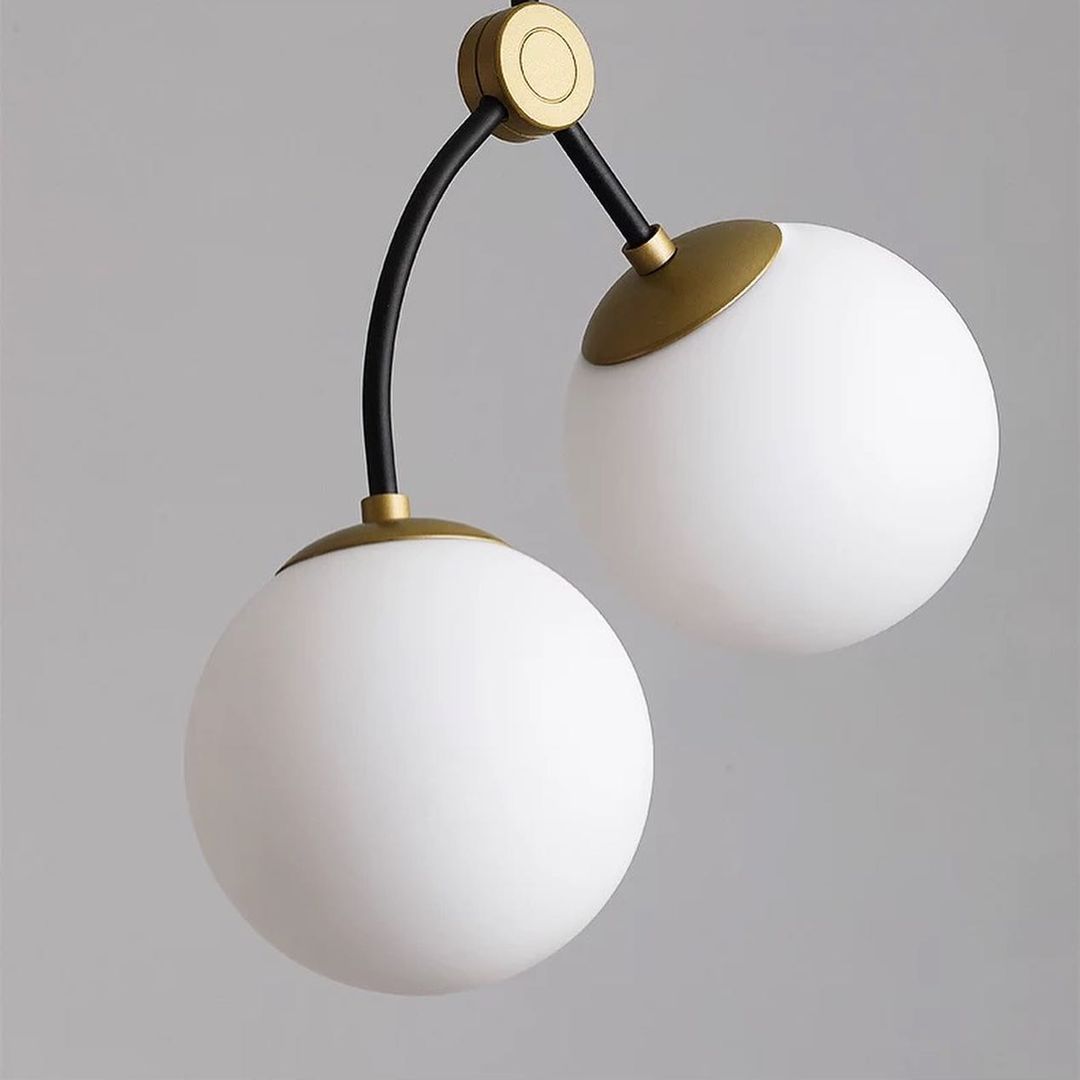 Contemporary Globe Chandelier - Black and Brass Finish