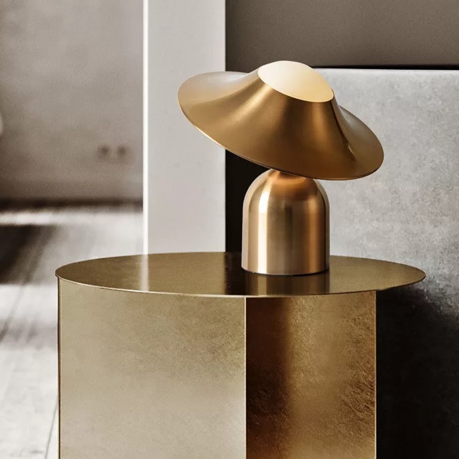 Modern Brass Table Lamp with Sculptural Design