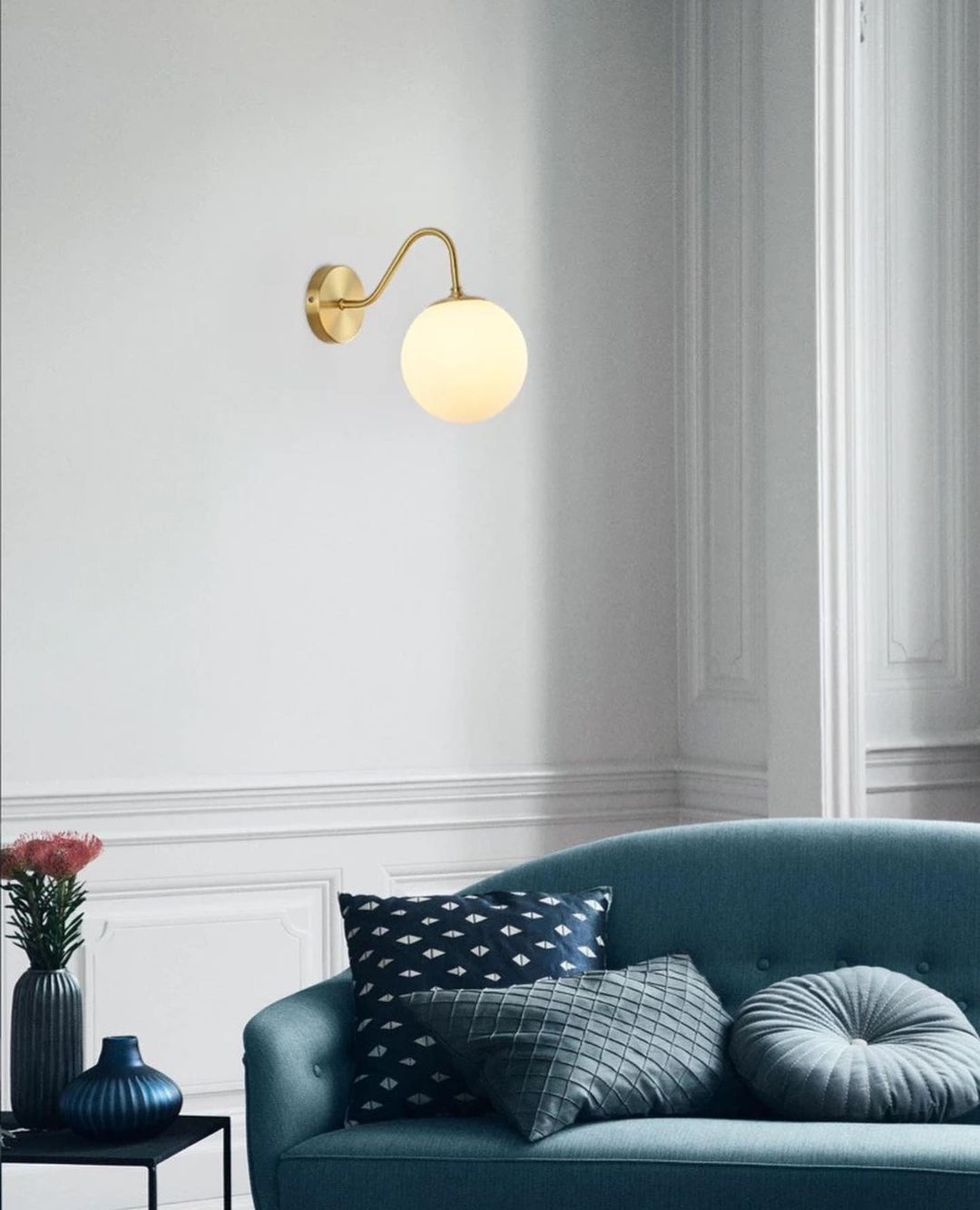 Modern Brass Globe Wall Sconce for Bedroom