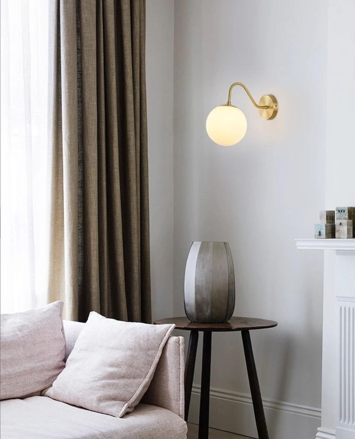 Modern Brass Globe Wall Sconce for Bedroom