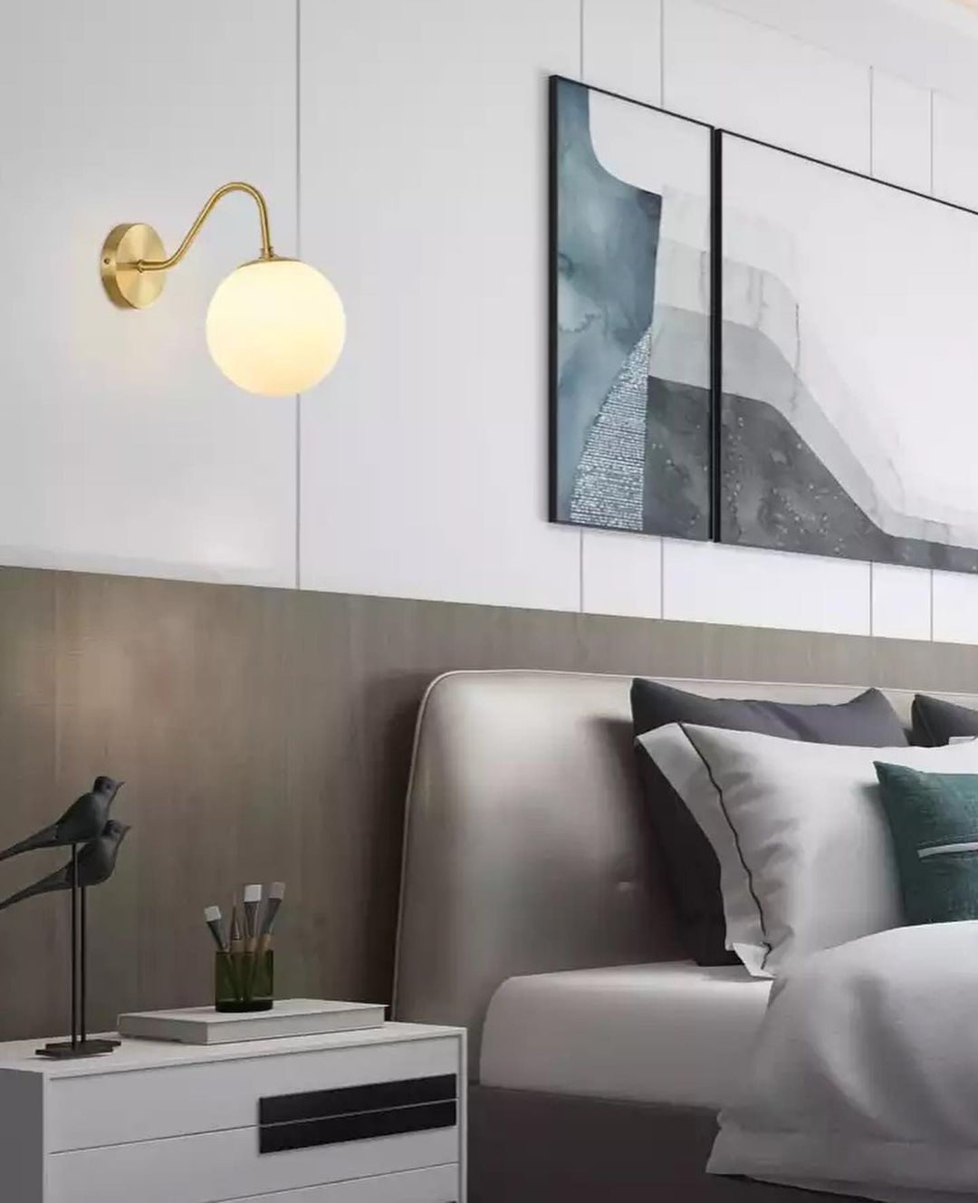 Modern Brass Globe Wall Sconce for Bedroom