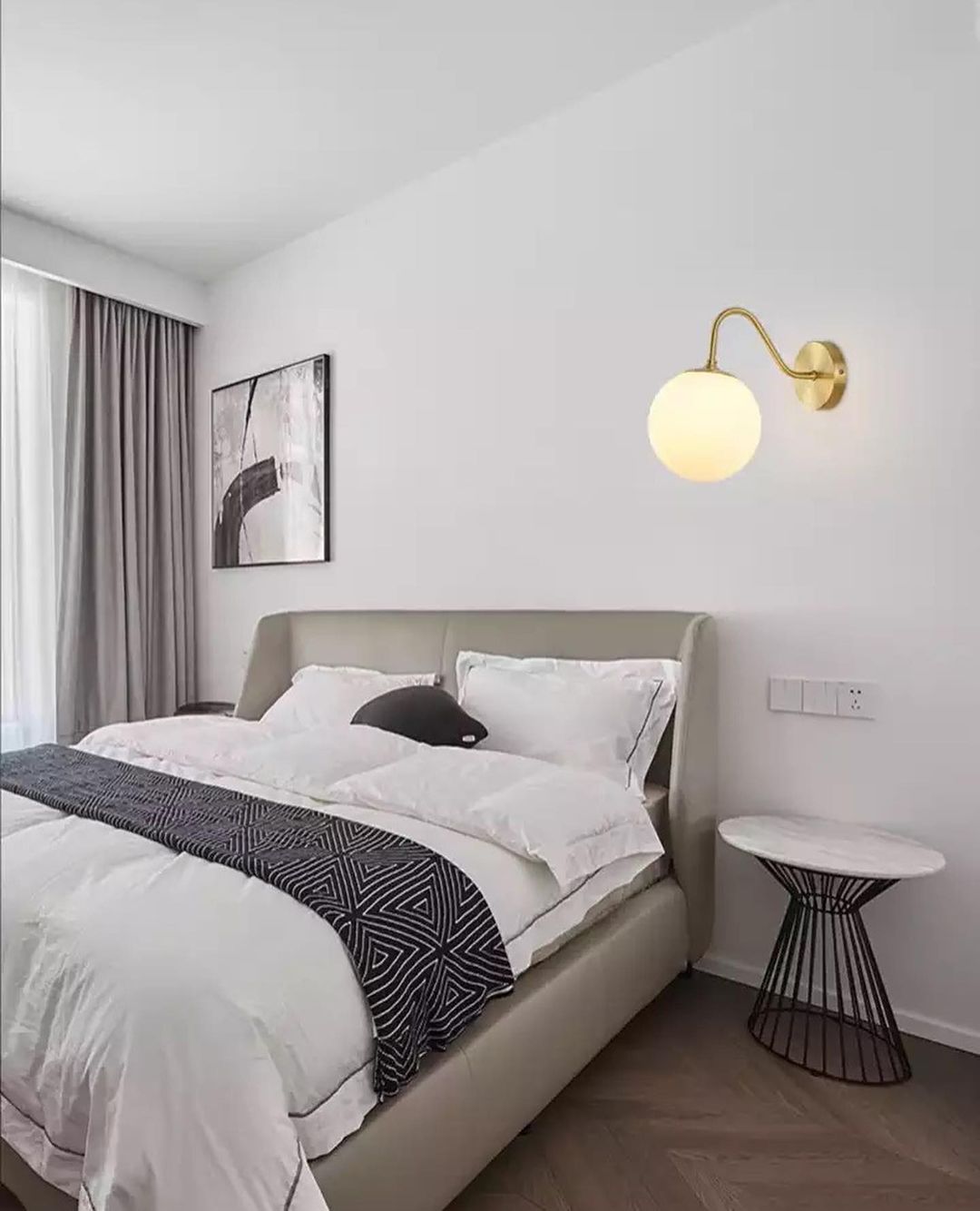 Modern Brass Globe Wall Sconce for Bedroom