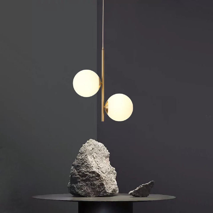 Modern Dual Globe Pendant Light with Brass Finish