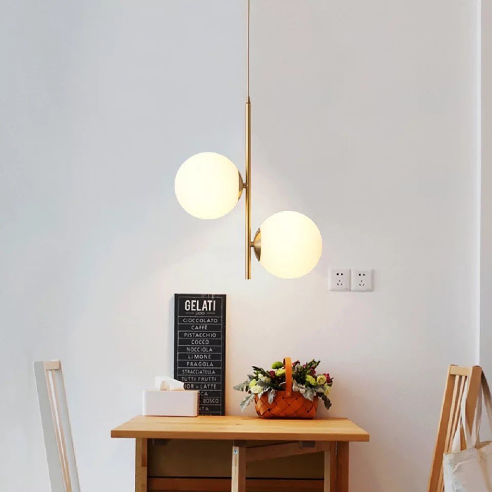 Modern Dual Globe Pendant Light with Brass Finish